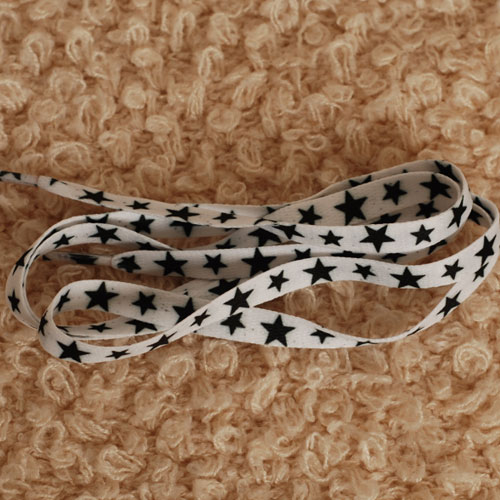 슈레이스 신발끈,후드끈 전사패션끈 S28 평끈10mm 별무늬 검/흰 한줄(한가닥)
